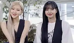 Rosé (left) and Lisa (right) in a promotional video for PUBG Mobile in 2021