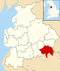 Rossendale shown within Lancashire and England