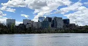 Arlington's Rosslyn neighborhood seen across the Potomac River from Washington Harbour