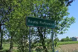 Road sign in Rostki-Piotrowice