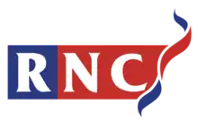 Large text "RNC" on blue and red fields, with a waving ribbon at right