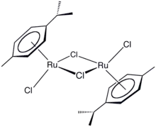 The diruthenium of cymene is readily cleaved by ligands to give monoRu half-sandwich derivatives.