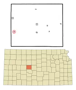 Location within Rush County and Kansas