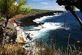 The old fishing port of São Mateus, with view to São Caetano, on the island of Pico