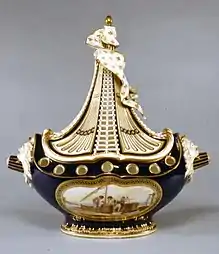 Sèvres pot-pourri vase in the shape of a ship, or Vase à vaisseau, 1764.  one of the most famous shapes, of which only 10 examples survive.