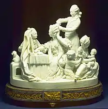 The Toilet of Madame: Hard-paste porcelain, marble, ormolu base, 1775, a domestic scene from upper-class life.