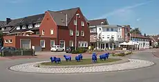 Sögel, blue sheep at the roundabout