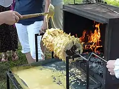 Preparation of Sękacz in Podlaskie, Poland