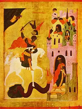 Russian icon of the "detailed" type, Moscow, early 15th century