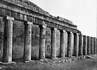 The unfinished colonnade on the second level of Hatshepsut's Temple