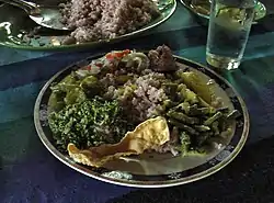 Sri Lankan rice and curry platter