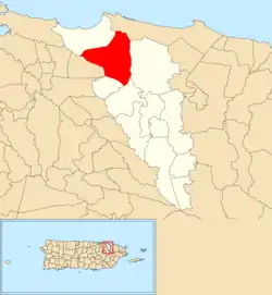 Location of Sabana Abajo within the municipality of Carolina shown in red