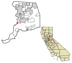 Location of Hood in Sacramento County, California.