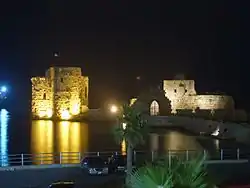 Sidon Castle at night