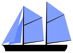 Two-masted gaff schooner