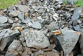 Stones with petroglyphs