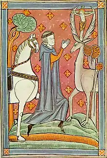 St. Hubert, the "Apostle of the Ardennes", first Bishop of Liège.