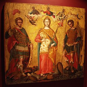 Sts.Sergius and Bacchus and Justina of Padua(By Damaskinos, commemorating the naval victory at Lepanto)