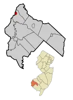 Penns Grove Borough highlighted in Salem County. Inset map: Salem County highlighted in the State of New Jersey.