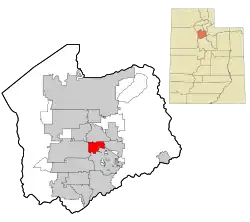 Location in Salt Lake County and the state of Utah.