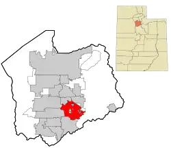 Location in Salt Lake County and the state of Utah.