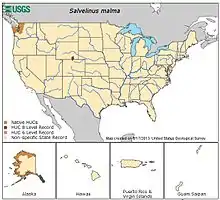 Map showing U.S. range of Dolly Varden