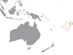 Map indicating locations of Samoa and Tonga