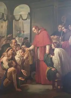 San Carlos Borromeo Repartiendo Limosna al Pueblo by Jose Salome Pina.