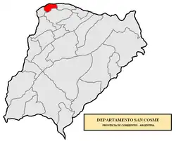 location of San Cosme Department in Corrientes Province