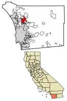 Location of Escondido in San Diego County, California