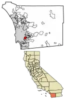 Location of La Mesa in San Diego County, California