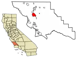 Location of Atascadero in San Luis Obispo County, California