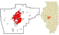 Location in Sangamon County and the state of Illinois