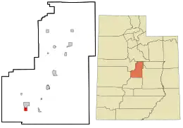 Location in Sanpete County and the state of Utah.