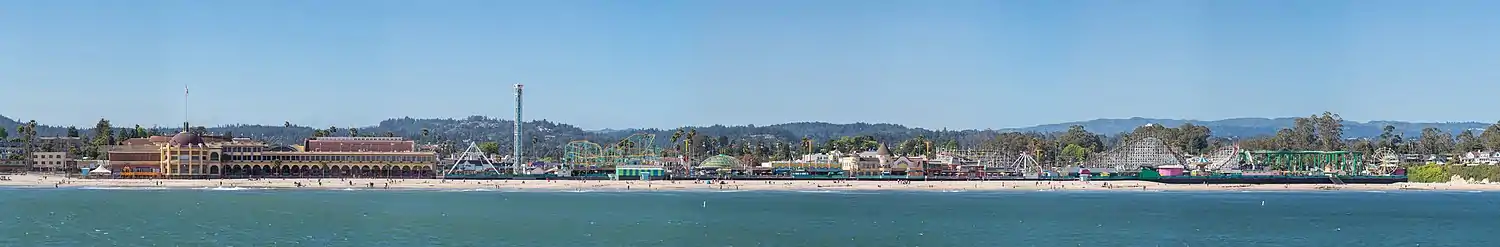 A panoramic view of the Boardwalk from the pier