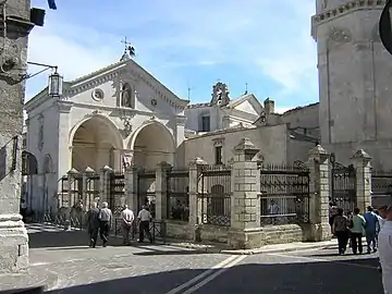 Well-preserved buildings of stone with a courtyard