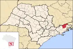 Location of Microregion of Guaratinguetá in the state of São Paulo