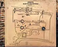 Plan of excavations at Sarnath, with sites labeled using current (English) terminology