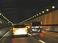 Inside of the tunnel before the accident. Ceiling panels are visible on the top