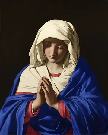 image of painting by Sassoferrato of a young woman in prayer meant to represent the Virgin Mary