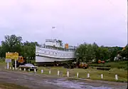 the "last run," MS Keenora arrives at museum site Selkirk Park (1973)