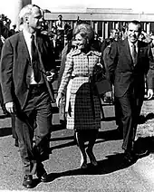 AEC chair James R. Schlesinger with President Richard M. Nixon and First Lady Pat Nixon at the AEC's Hanford Site in 1971