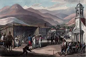 Scenes at a fair in Santiago de Chile, in 1821, by Scharf and Schmidtmeyer. John Carter Brown Library.