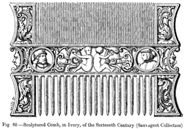 Ivory sculptured comb, 16th century