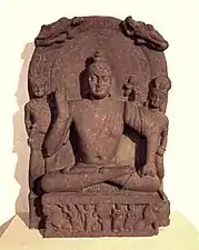 Seated Buddha, inscribed "Year 32" of Kanishka (159 CE), Mathura.