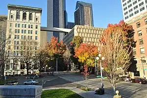 City Hall Park and King County Courthouse in downtown Seattle