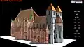 3D historical restoration showing Saint Sebald's late Gothic East Choir addition superimposed on the early Gothic church