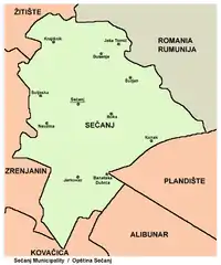 Map of Sečanj municipality