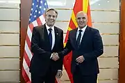 Secretary Blinken with North Macedonia Prime Minister Dimitar Kovačevski in Skopje, North Macedonia, November 2023