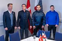 Secretary Blinken with Greenlandic Premier Múte Bourup Egede, Greenlandic Foreign Minister Pele Broberg, and Danish Foreign Minister Jeppe Kofod in Kangerlussuaq, Greenland, May 2021